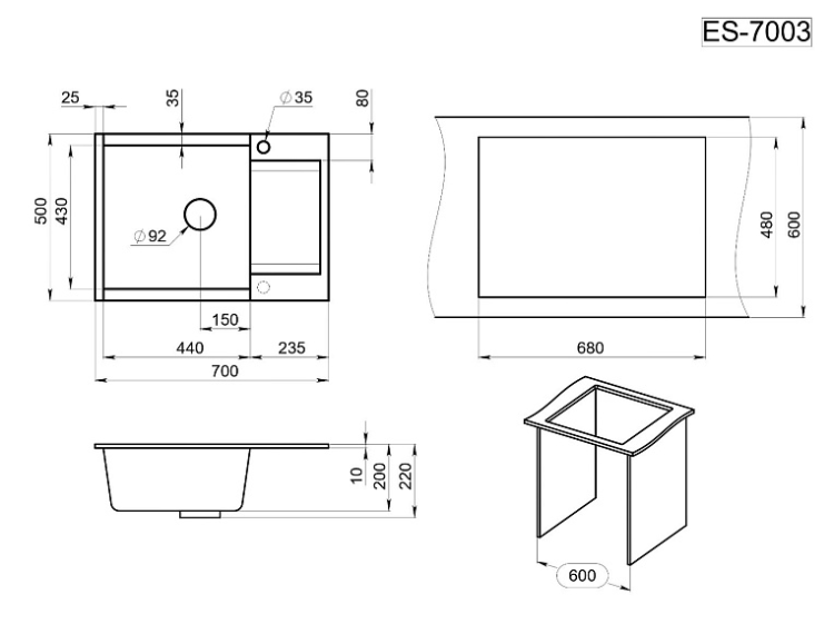 Granula ES-7003 шварц мойка