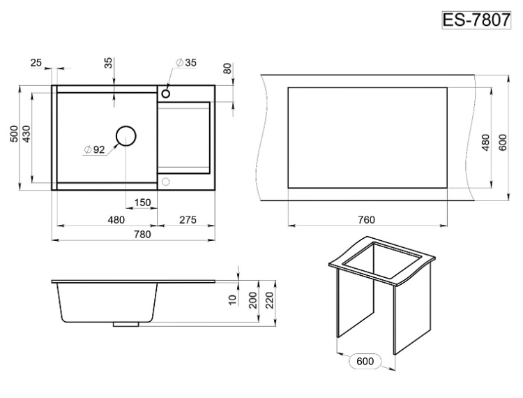 Granula ES-7807 алюминиум мойка