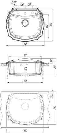 Florentina Эмилия 640 антрацит мойка накладная