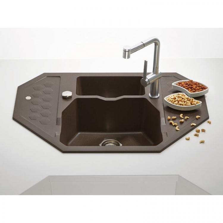 Alveus SENSUAL 60 GRANITAL+ CHOCOLATE-G03M 900x610x200 1+1/2 кухонная мойка