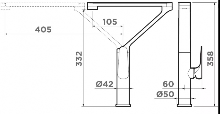 Omoikiri Tara-LG-GM светлое золото/вороненая сталь смеситель