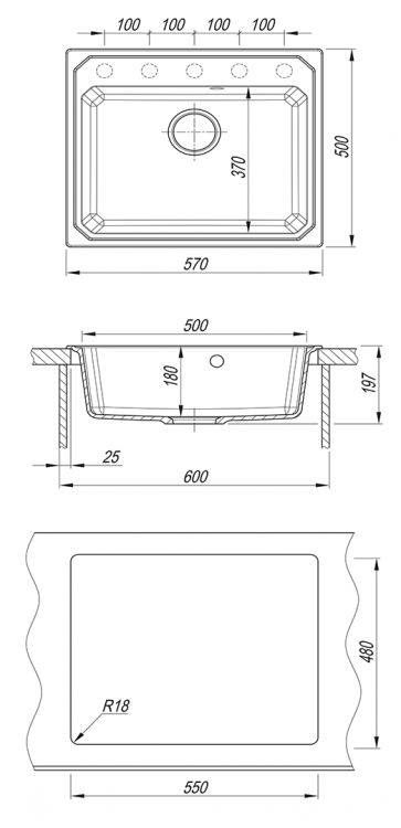 Dr.Gans Кардинал 570 базальт мойка