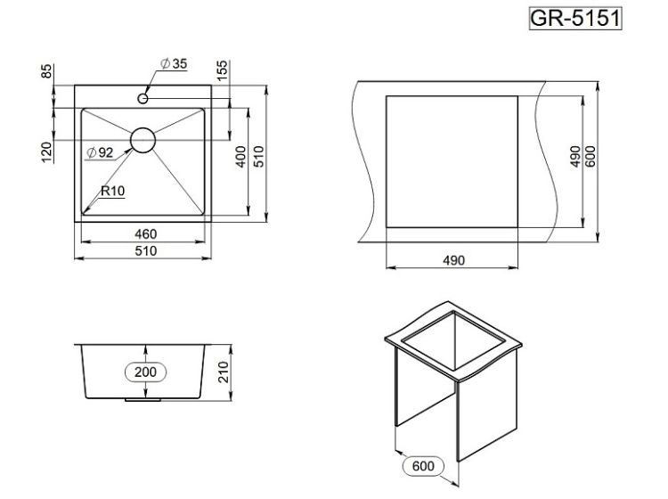 Granula GR-5151 сталь сатин мойка