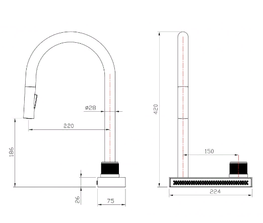 Milacio MCU.556.GM вороненая сталь смеситель