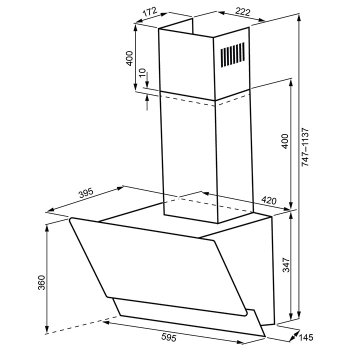 Krona ALVA 600 white S вытяжка кухонная