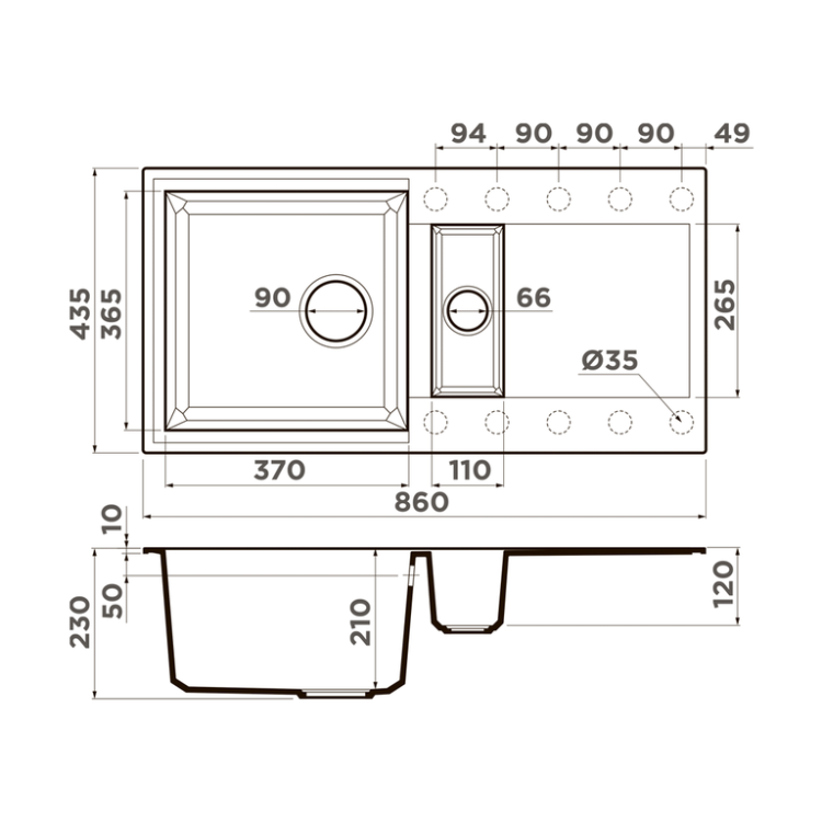 Omoikiri Sakaime 86-2-GR Tetogranit/leningrad grey мойка