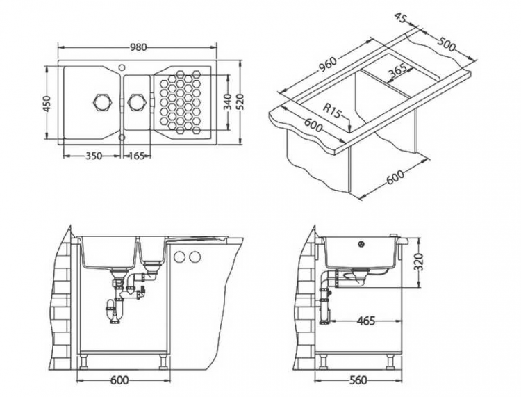 Alveus SENSUAL 70 GRANITAL+ STEEL-G04M 980X5201+1/2 кухонная мойка