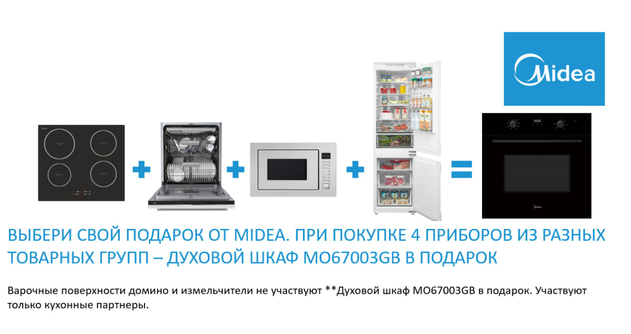 Акция Midea "Духовой шкаф" в подарок 17.06.2025 до 31.07.2025
