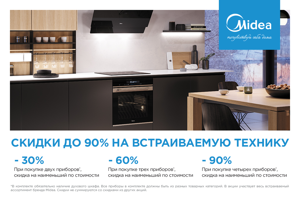 Акция Midea «Скидка на комплект до 90%» 19.08.2022-11.09.2022