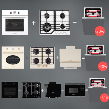 Скидка до 50% на посудомоечную машину при покупке комплекта - Акция от бренда Kuppersberg